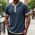 thumbnail image 2 of Leey-World Men's T-Shirt Short Sleeve Crew Neck Textured Shirts Classic Knit Pullover Tees Men Tshirt(Navy,3XL), 2 of 6