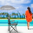 thumbnail image 7 of 2 Pack Beach Umbrella Chairs Folding Camping Portable Beach Chairs with Canopy Shade Adults with Cup Holder and Carrying Bag for Camping Hiking Travel Picnic Outdoor Events(Grey), 7 of 7