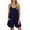 Blue, variant on Women's Sleeveless O Neck Romper - Spaghetti Strap, Side Pockets, Polyester/Spandex, Loose Fit, Great with Jacket/Sneakers, Ideal for Summer/Casual/Beach, Multiple Sizes