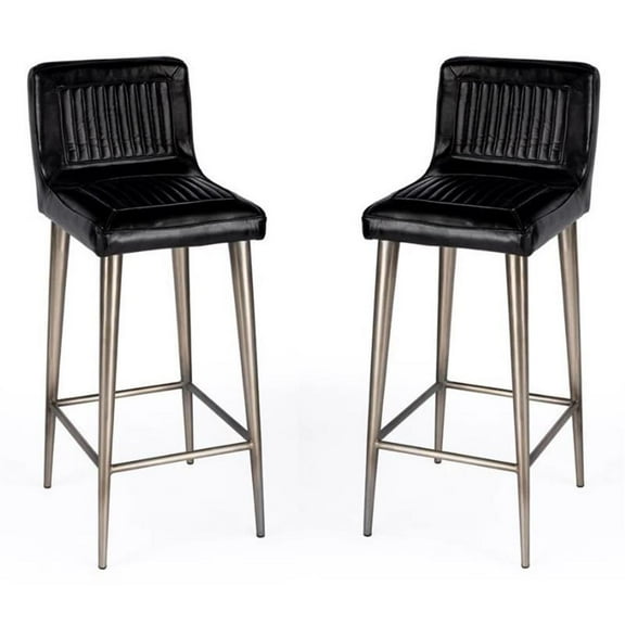 Home Square 42"H Modern Black Leather Bar Stool - Set of 2