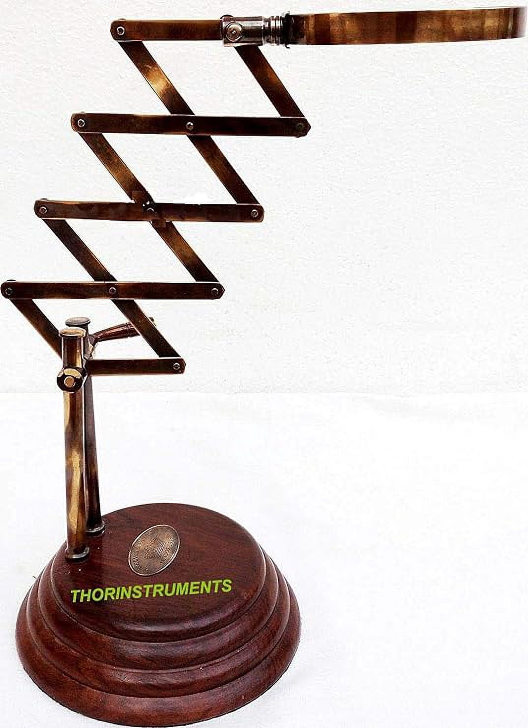 Vintage Style Desk Top Channer Magnifier Nautical Brass Magnifying Glass on Wooden Stand Rustic Vintage Home Decor Gifts