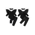 thumbnail image 2 of RUINIXCW Newborn Baby Girl Boy Halloween Bat Costume Infant Baby Girl Photoshoot Birthday Party Cosplay Outfit Romper and Dot Pants Headband Wing Set, 2 of 10