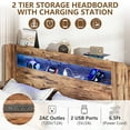 thumbnail image 4 of Queen Bed Frame with LED Storage Headboard and Charging Station, UHOMEPRO Wood Queen Bed Frame with Strong Support and RGB Lights, Modern Farmhouse Bedroom Furniture, No Box Spring Needed, Brown, 4 of 13