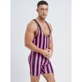 thumbnail image 4 of YIZYIF Mens One Piece Swimsuit Stripes Print Water Sports Speed Dry Surfing Bodysuit Hot Pink S, 4 of 7