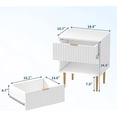 thumbnail image 2 of GarveeHome Modern Fluted Nightstand with Charging Station & 2 Drawers, Gold & Wood Bedside Table with USB Ports & Outlets, White, 2 of 8