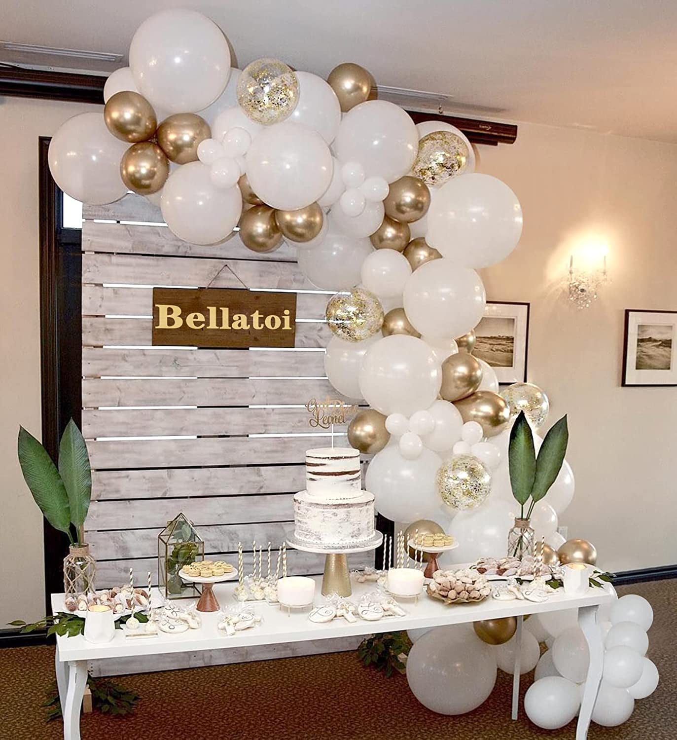Tianlu146 Pieces White Gold and White Balloon Arch Kit Confetti Balloon  Garland Latex Balloons, Used Decoration for Wedding Party Birthday Evening  Baptism - Walmart.com