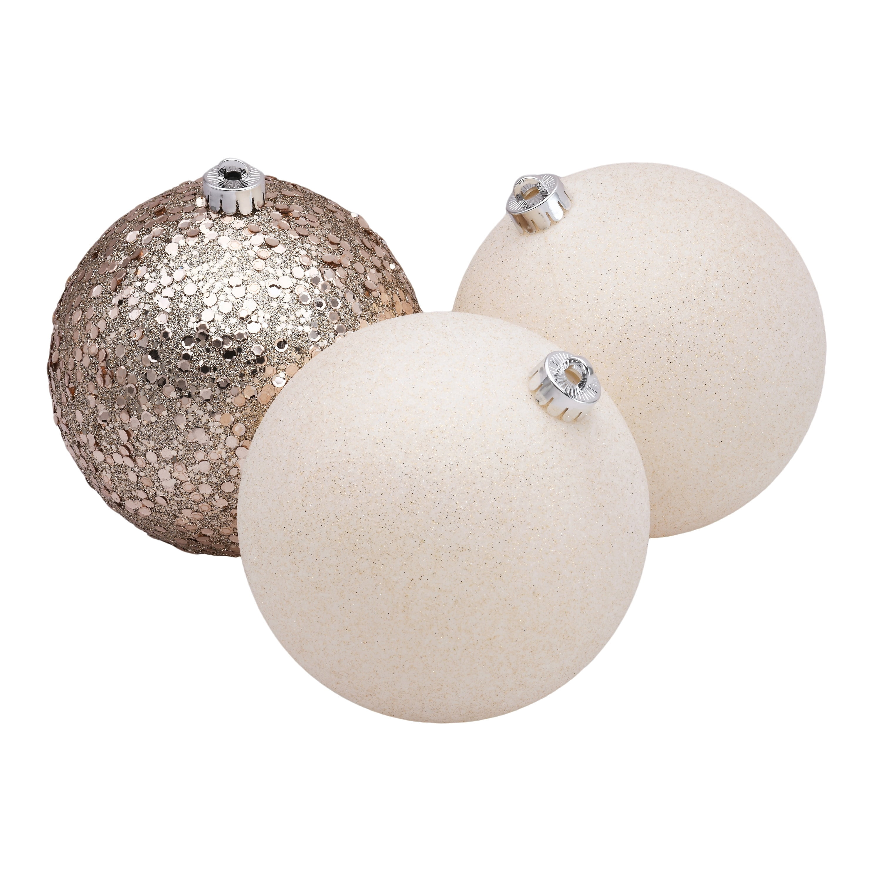 4-Count Champagne and Cream Ball Shatterproof Christmas Ornaments, 6", by Holiday Time