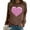 Brown, variant on Valentines Sequins Heart Graphic Sweatshirts for Women Casual Long Sleeve Glitter Heart Graphic Pullover Tops Autumn and Winter Fashion Going out Outfits Black XXL