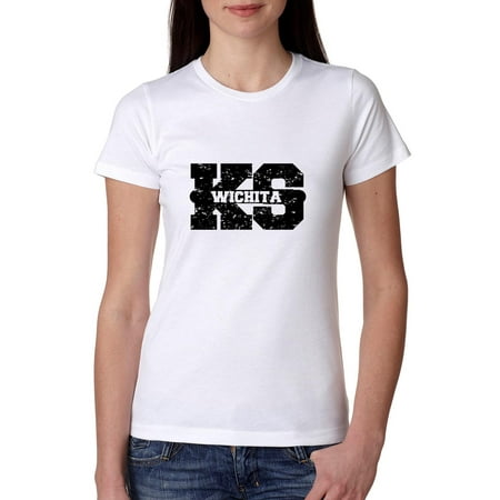 Wichita, Kansas KS Classic City State Sign Women's Cotton T-Shirt