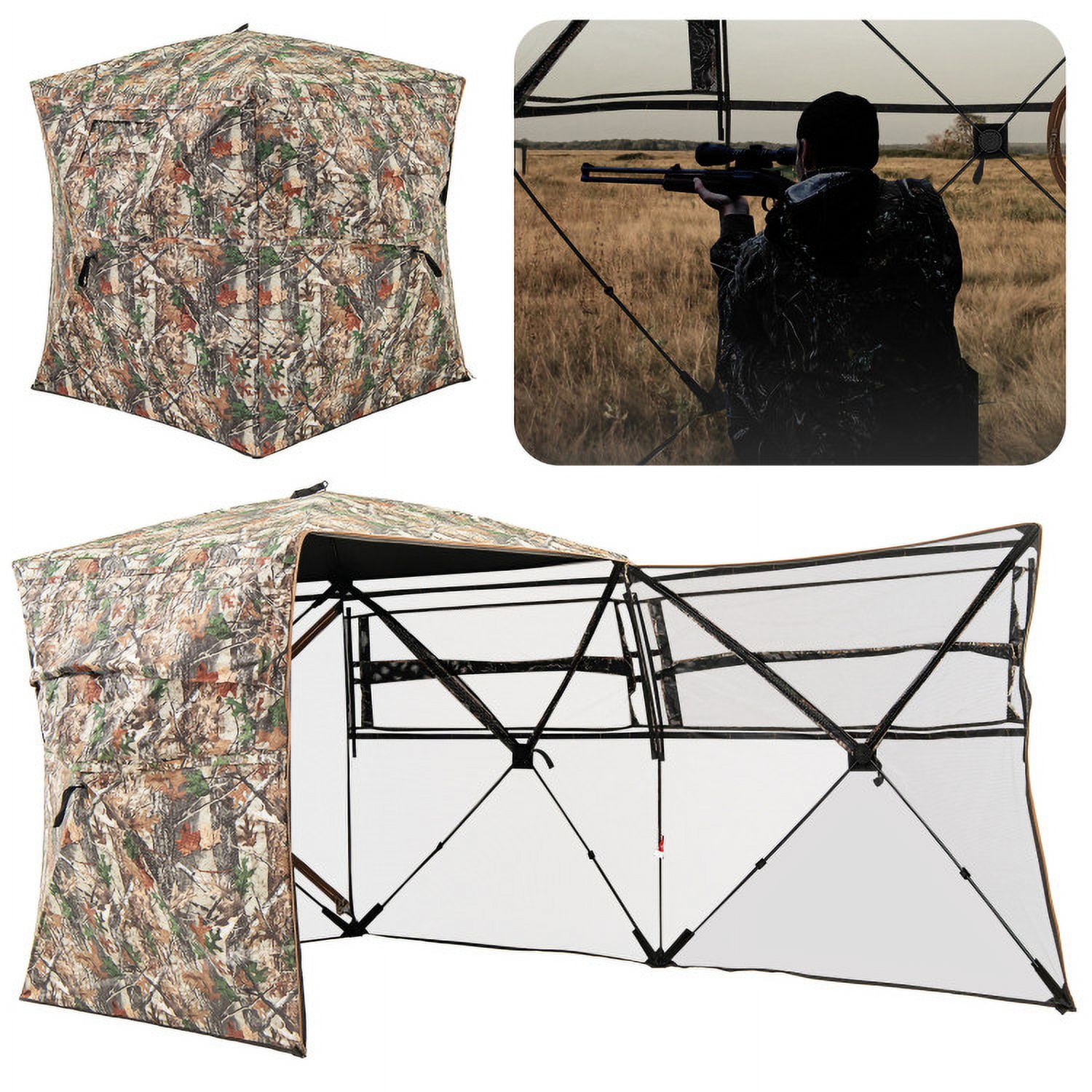 Barara King Tent,360° One Way See Through Hunting Blind Ground Blind with Portable Carrying Bag
