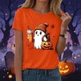 thumbnail image 6 of Leey-World Halloween Tshirts Women Plus Size Women Fall Halloween Crew Neck Shirt Casual Funny Family Party Celebration Short Sleeve Tee Pumpkin Top for Holiday, 6 of 7