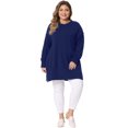 thumbnail image 3 of DARING DIVA Women's Plus Crew Neck Long Sleeve Slit Hem Pullover Sweater 4X Blue, 3 of 6