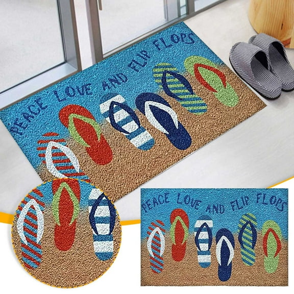 SHENGXINY Funny Welcome Mat Clearance Welcome Doormat In Summer 23.6X15.7 Inches, Sunshine Flip-Flops Indoor And Outdoor Welcome Home Front Porch Carpet, Bedroom Entrance Courtyard Decorat Yellow