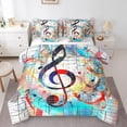 thumbnail image 1 of YST Rock Music Notes Comforter Set, 7-Piece Musical Bedding Set, Reversible Trippy Design, King, 1 of 5