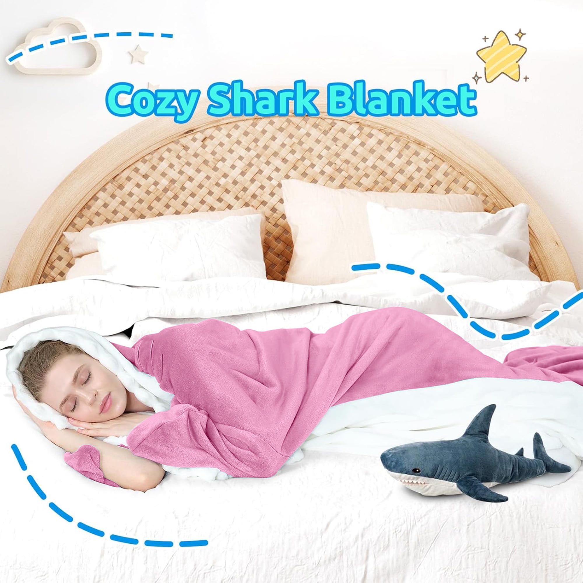 Shark Blanket Adult Boys Girls, Shark Onesie Hoodie Wearable hark Sleeping Bag, Soft Cozy Onesie Costume Gift
