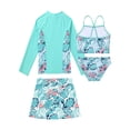 thumbnail image 4 of YONGHS Girls 4 Pieces Swimsuits Rash Guard Swim Set Shirt Crop Top Briefs Shorts Swimwear Bathing Suit Lake Green 16, 4 of 5