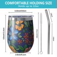 thumbnail image 5 of 12oz Stemless Wine Tumblers Pioneer Flower Vacuum Insulated Stainless Steel Travel Tumbler Cups Mug with Lid and Straw for Champaign,Cocktail,Beer with Cleaning Brush, 5 of 5