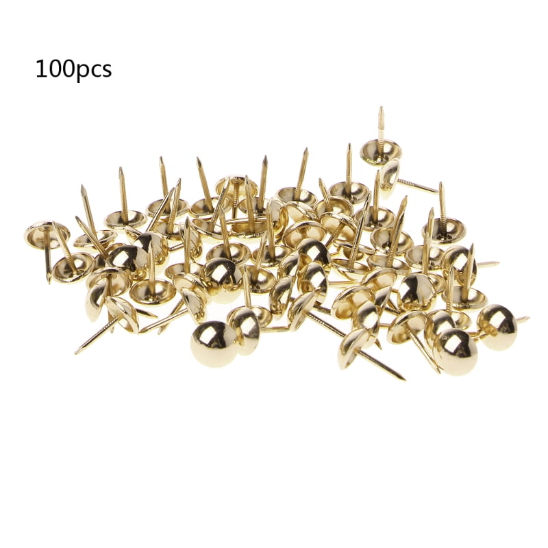 ZUARFY 100pcs Antique Brass Upholstery Nails Furniture Tacks Pushpins Hardware Decor