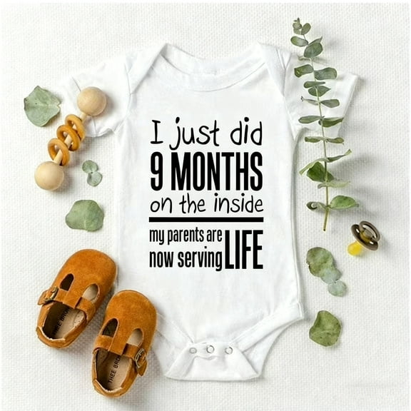 Funny "I Just Did 9 Months on The Inside" Baby Jumpsuit | Cute Prison Sentence Announcement Bodysuit for Newborns, Perfect & Unique Gift for New Parents Who Love Humor | Soft Cotton, Unisex Romper