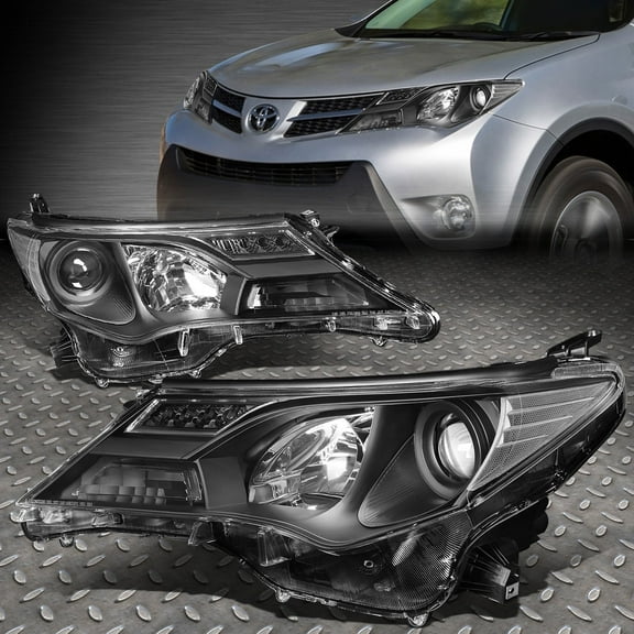 NUVISION for 13-15 Toyota Rav4 Black Housing Clear Corner Projector Headlight Head Lamps