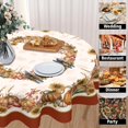 thumbnail image 2 of Thanksgiving Tablecloth Round 60 Inch Fall Pumpkin Harvest Decoration Outdoor Table Cloth Rustic Autumn Maple Leaves Table Cover for Dining Room Kitchen Holiday Party Picnic Home Fall Decor, 2 of 6