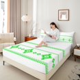 thumbnail image 3 of Castle Fairy Hippie Aztec Border King Sheets 4pcs,Tribal Geometric Strip Bedding,White Bright Green,1 Flat Sheet, 1 Fitted Sheet and 2 Pillowcases, 3 of 7