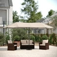 thumbnail image 3 of Flash Furniture Commercial Grade 15 FT Triple Head Patio Umbrella with Easy Lift Crank Functionality in Tan, 3 of 9