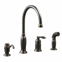 Design House Madison Bronze Kitchen Faucet with Side Sprayer & Soap Dispenser, Single Handle
