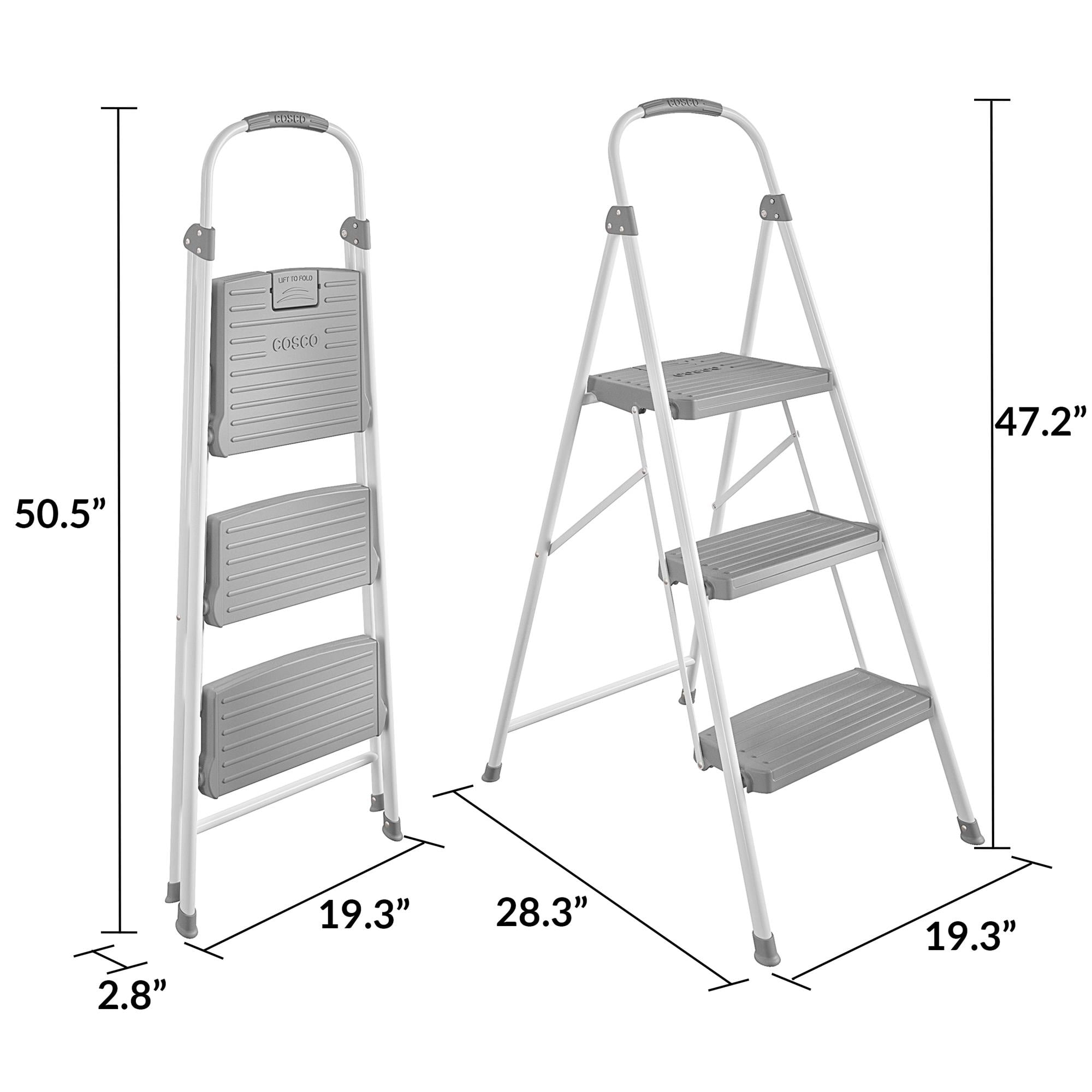 COSCO 3 Step Connection Step Stool White Gray 8ft 10in Max Reach Walmart
