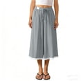thumbnail image 6 of Noric Women's Capri Pants Wide Leg High Waisted Drawstring with Trim Pockets Summer Casual Loose Lace Capris, 6 of 8