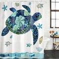 thumbnail image 3 of Blue Teal Coastal Turtle Waterproof Fabric Shower Curtain,Summer Beach Starfish Nautical Waterproof Fabric Shower Curtain for Bathroom Curtains Bathtubs Shower Curtains with 12 Hooks Extra Long 72x96, 3 of 8