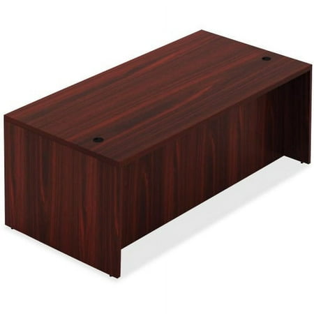 UPC: 0035255343022 | Lorell Chateau Series Mahogany Laminate Desking Table Desk 66.1  x 29.5  x 30 Table  1.5  Table Top – Reeded Edge – Material: P2 Particleboard – Finish: Mahogany Laminate