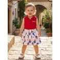 thumbnail image 6 of BemeyourBBs Toddler Baby Girl 4th of July Outfit I Love USA Patriot Independence Day Outfit Infant Baby Girl Summer Clothes Sleeveless Lapel Ribbed Tank Tops Star Heart Print Pleated Skirt Set, 6 of 9