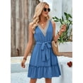 thumbnail image 4 of Robes d'Été pour Femmes Sans Manches Décontractées Ample Robe Midi Bleue P, 4 of 10