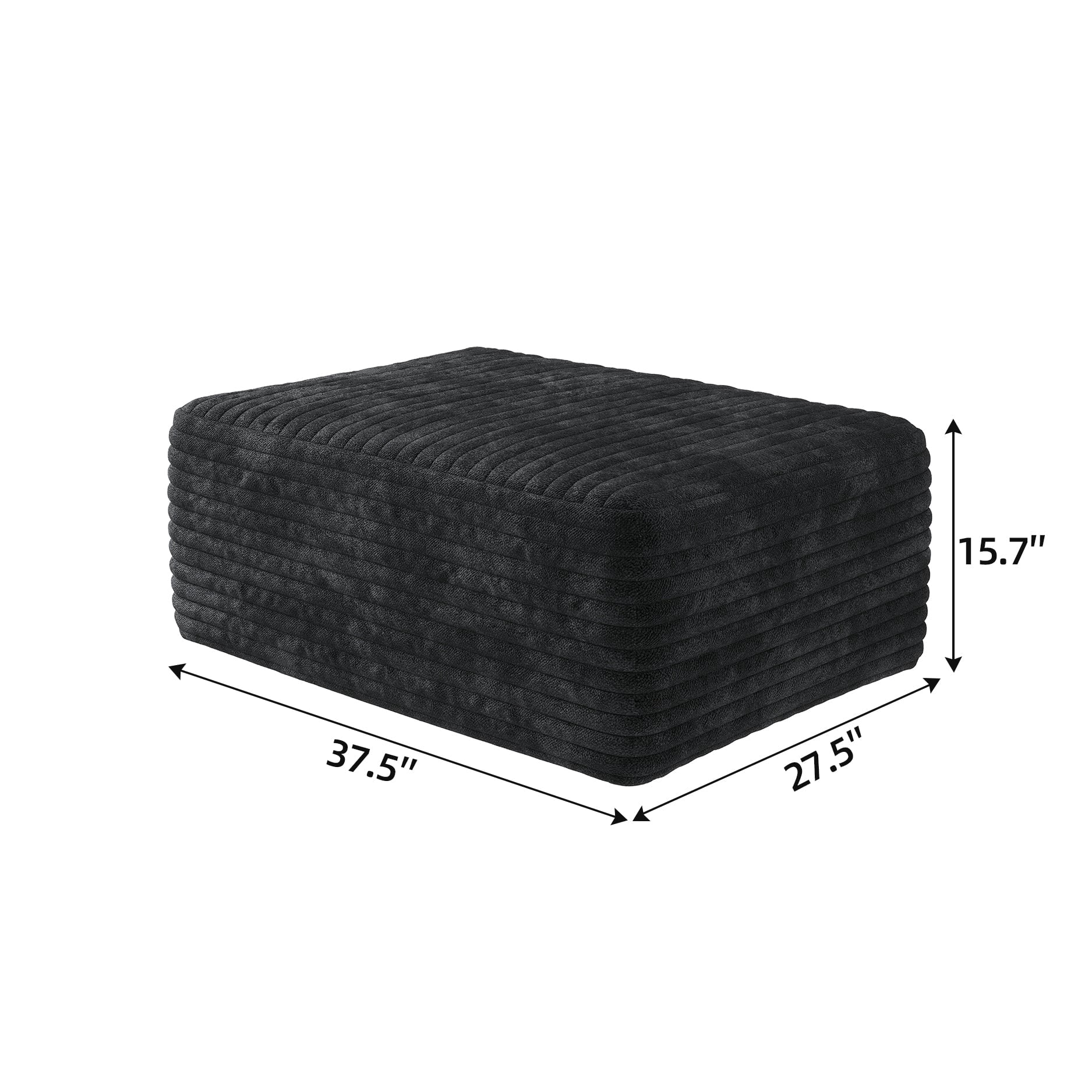 Sailvan Ottoman, Foot Stool Sofa Ottoman for Living Room & Bedroom, No Assembly Required, Plush Corduroy Fabric, Black