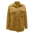 thumbnail image 6 of Corduroy Jacket for Women Trendy Long Sleeve Button Down Fall Shackets Oversized Lightweight Casual Coats with Pockets Yellow S, 6 of 7