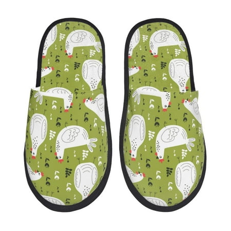 Balery Lovely Chickens Slient Indoor Furry Fleece Comfort House Shoes Soft Non-Slip Home Shoes Cotton slippers House Slippers-- Large