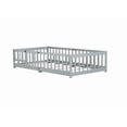 thumbnail image 7 of Mirightone Twin Size Floor Bed , Wood Montessori Floor Beds with Fence Railings, Door & Slats Support, Twin Playhouse Bed Frame, (Grey), 7 of 7