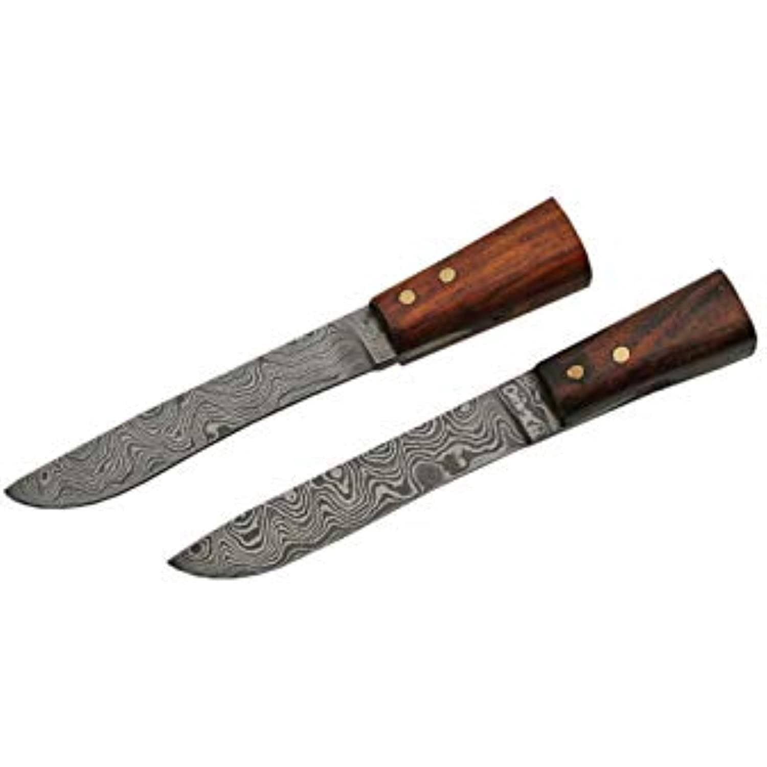 SANZ 18" Damascus Steel Kukri Knife with Rosewood & Olivewood Handle and Sheath
