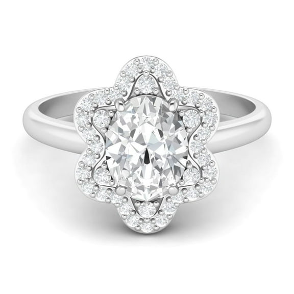 AVDAN 8x6mm Oval Shape Moissanite Diamond 925 Sterling Silver Solitaire Women Ring