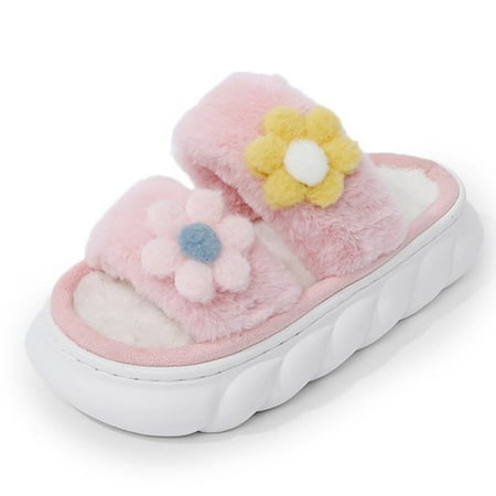 

CoCopeaunt 2022 Heart Modelling Design Fluffy Fur Slippers Women Winter Warm Closed Plush Home Slippers Platform Height 4cm Women Shoes
