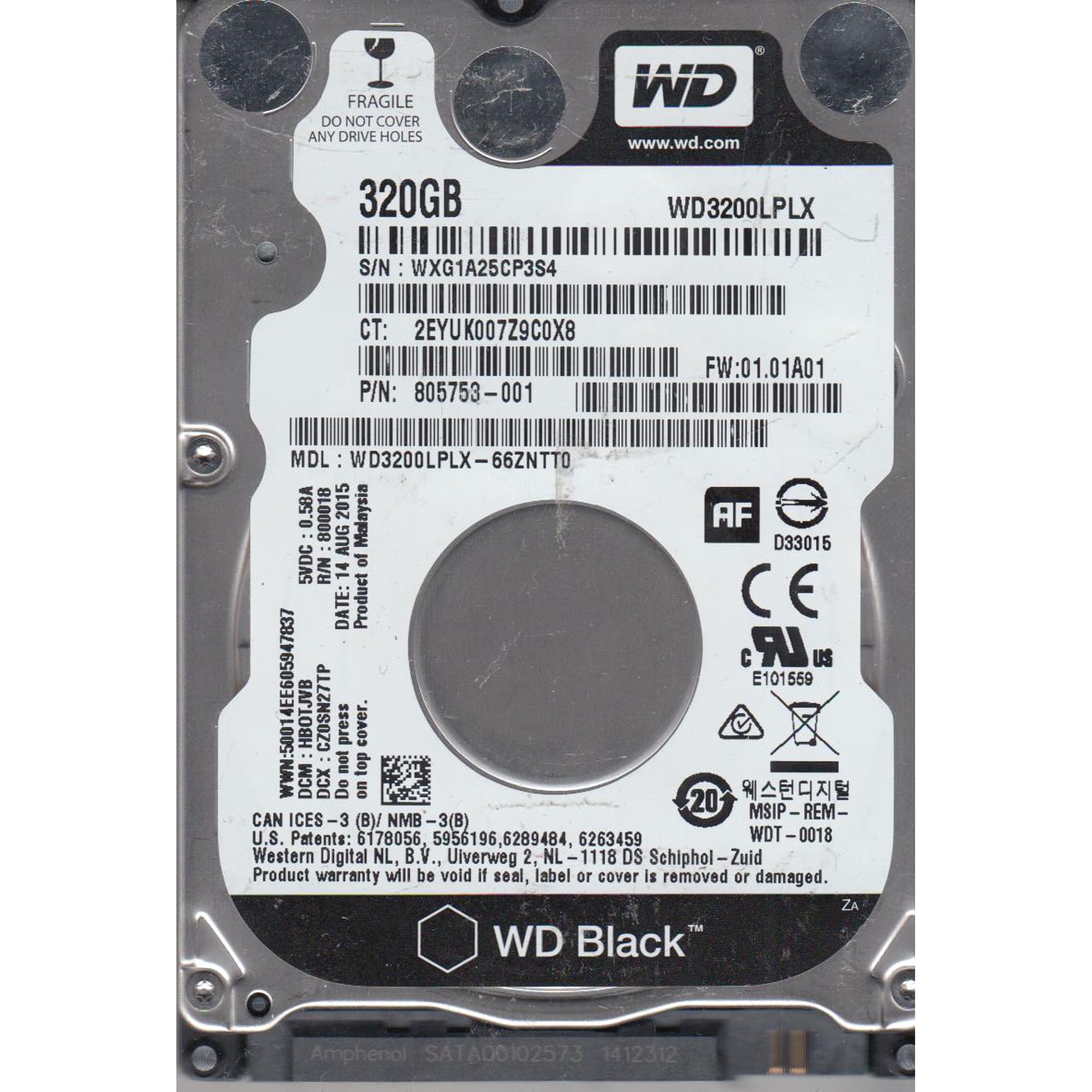 WD3200LPLX-66ZNTT0, DCM HBOTJVB, Western Digital 320GB SATA 2.5