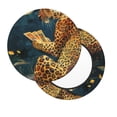 thumbnail image 2 of Qekee Leopard Reading Tarot Cards Print Velvet Round Bar Stool Seat Cover, Soft Foam Cushioned Protector with Non-Slip Backing for Kitchen, Office & Restaurant Chairs-14 inch, 2 of 7