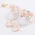 thumbnail image 2 of HUANBAI 0 To 1 Year Old Baby Shoes Hair Band Set Cute Bow Princess Shoes 3 5 7 9 Months Soft Soled Walking Shoes 3-6 Months, 2 of 5