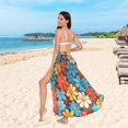 thumbnail image 6 of FORMRS Womens Long Sarong Beach Wrap Semi-Sheer Bikini Skirt Bathing Swimsuit Cover Up, Blooming Flowers, 6 of 7