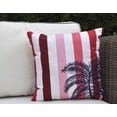 thumbnail image 2 of Simply Daisy, 20" x 20" Thin Stripe Palm, Stripe Print Outdoor Pillow, Red, 2 of 2