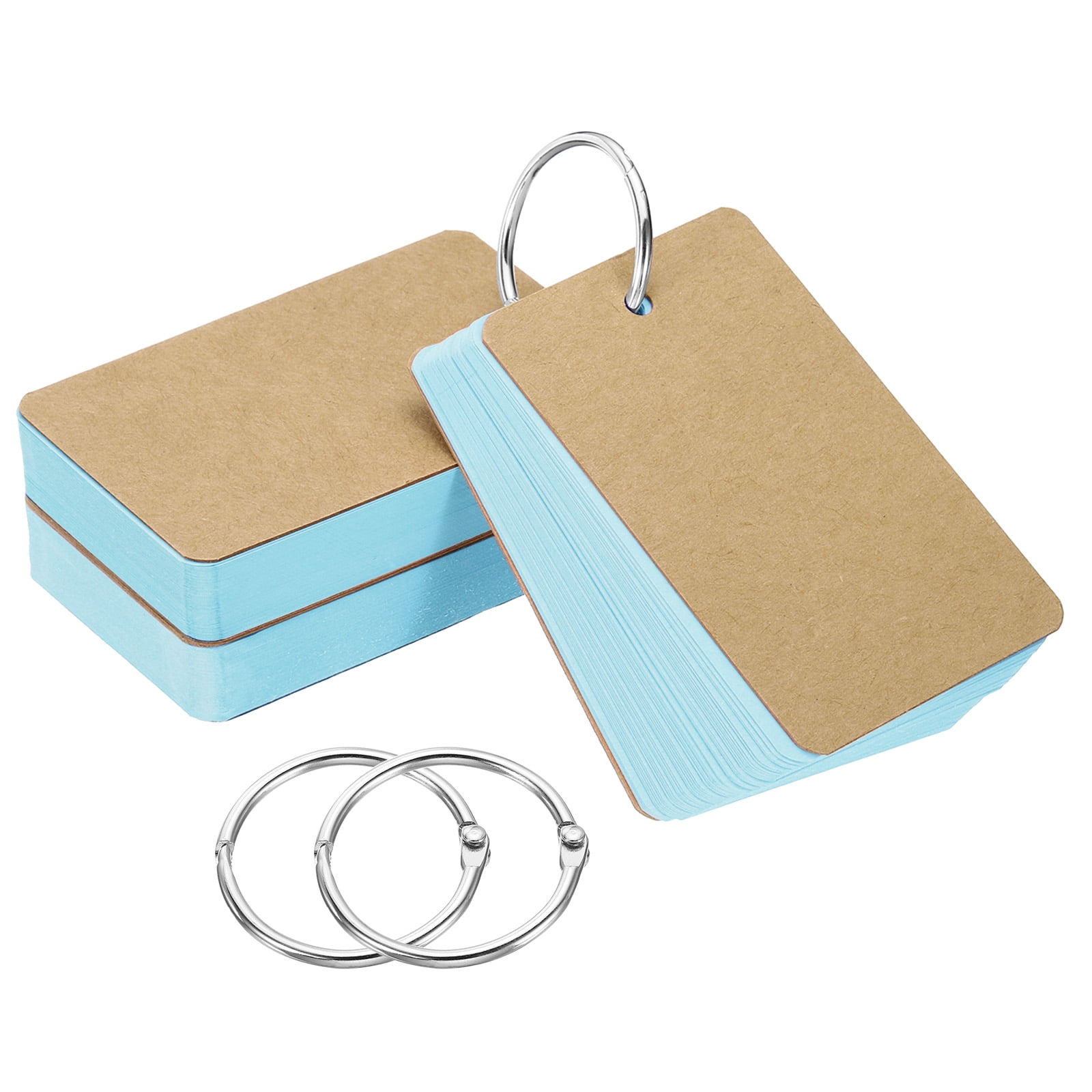 Uxcell 3.5" x 2" Blank Flash Cards with Rings Study Cards Index Cards