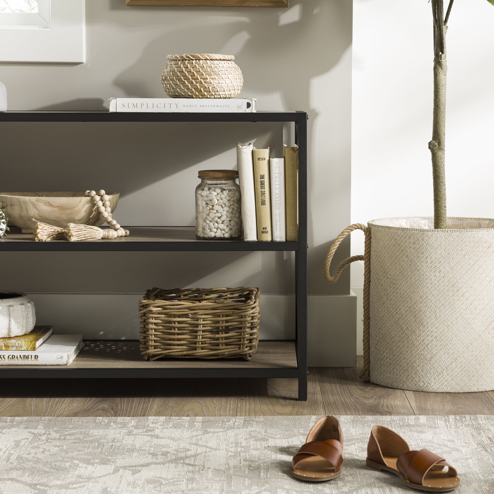 Frisco X-frame Driftwood Bookcase by River Street Designs