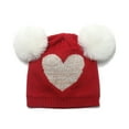 thumbnail image 2 of Generic Soft Hats for Children's Knit Hat Woolen Hat Double Hairball Woolen Hat Girls Children Love Knit Hat Valentine's Day for Fashion Casual Four Seasons Caps(One Size,Red), 2 of 5