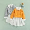 thumbnail image 3 of Xingqing 2 Pcs Chandail en Molleton à Manches Longues Col Rond + Chemise à Revers pour Bébé Fille, 3 of 10